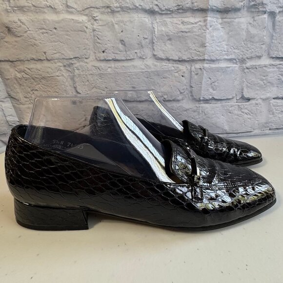Magdesians Shoes - Magdesians California Black Leather Croc Embossed Loafers | Size 9.5N | USA Made